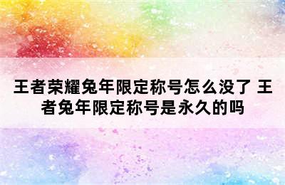 王者荣耀兔年限定称号怎么没了 王者兔年限定称号是永久的吗